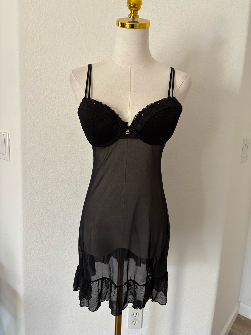Black Sheer Lace-Trim Chemise Slip - Women Intimates